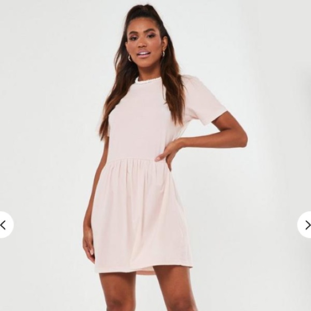 Pink basic jersey smock dress